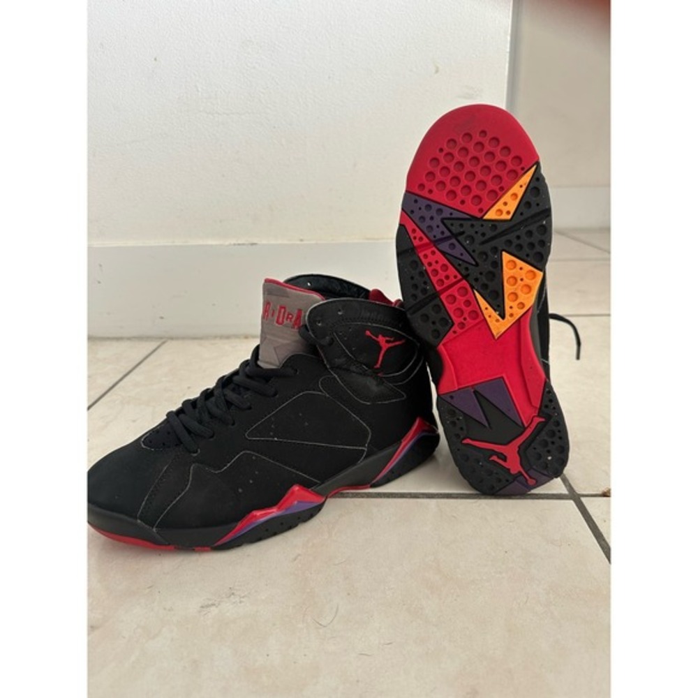Nike Air Jordan 7 Retro Raptor Mens 7.5 Black Red Purple 304775-018 2011 Sneaker